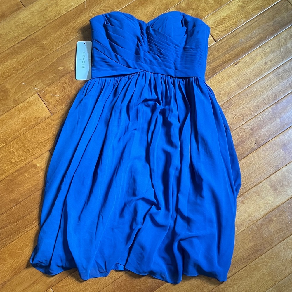 Strapless Blue Cocktail Dress Azazie